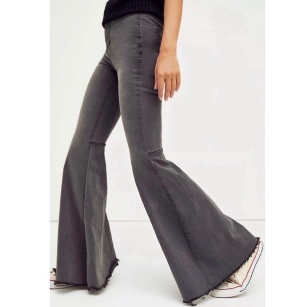 Free People Just Float On Flare Jeans Charcoal Gray